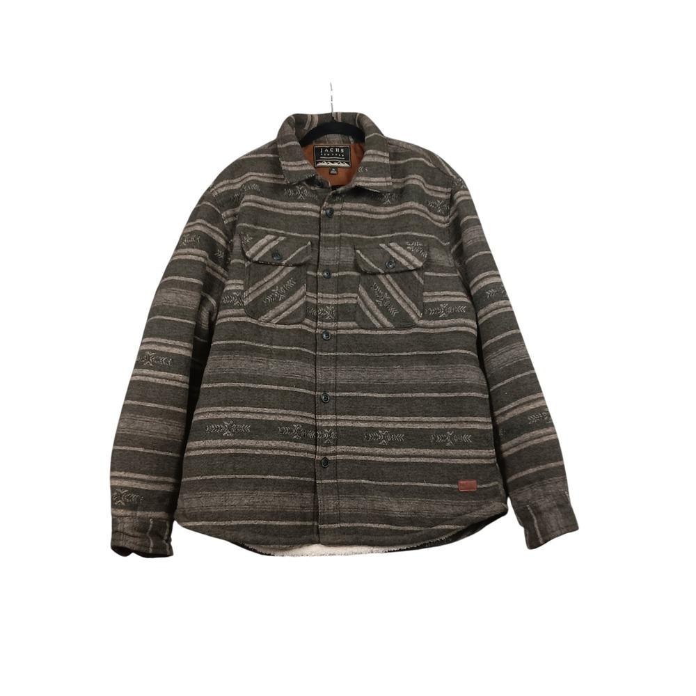 Jachs New York Mens XL Sherpa Lined Flannel Shirt‎ Jacket Coat Aztec